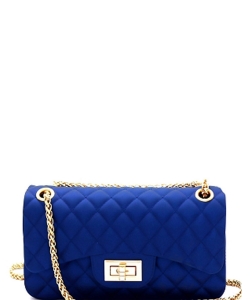 Quilted Matte Jelly Small 2 Way Shoulder Bag JP067 ROYAL BLUE